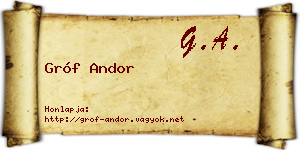 Gróf Andor névjegykártya